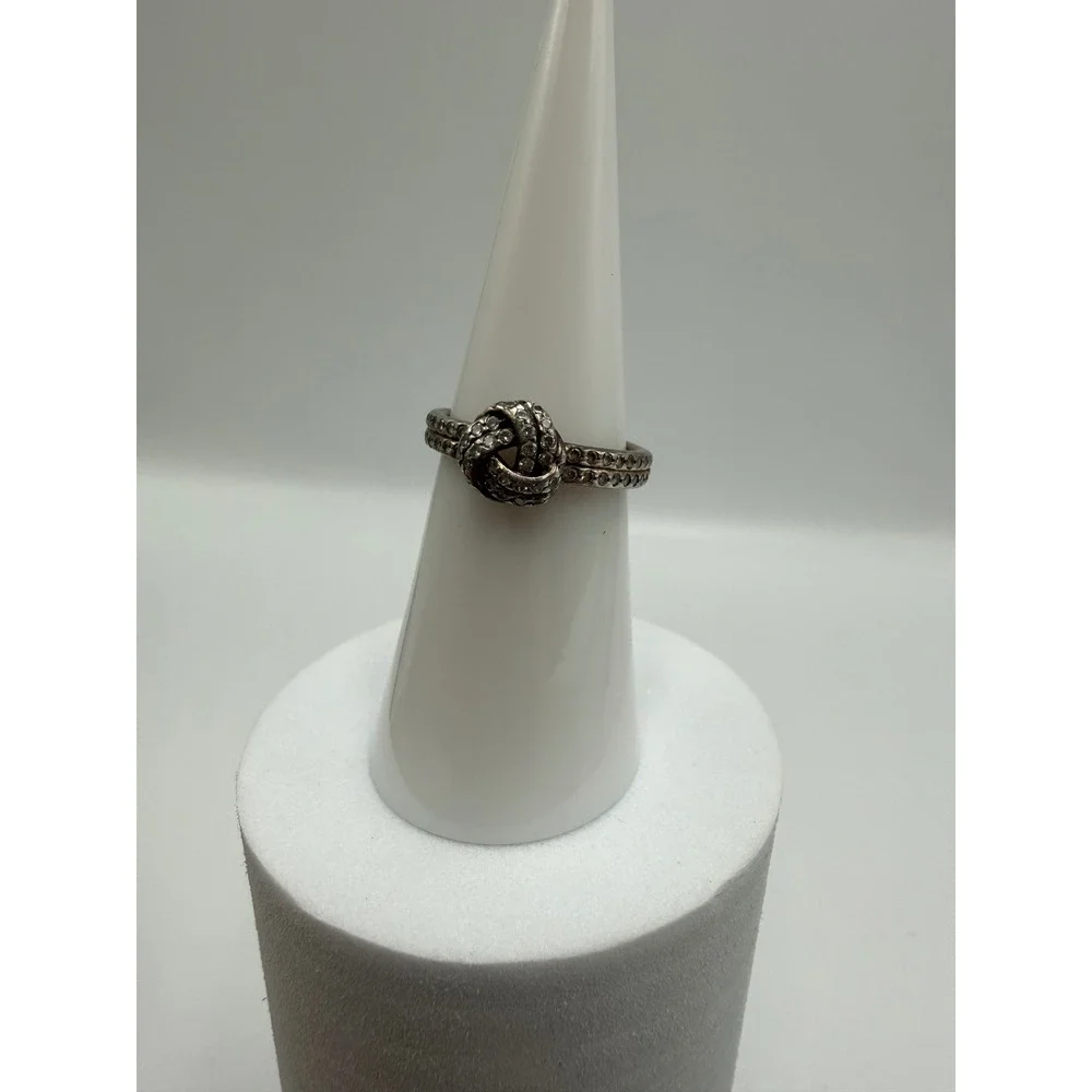 Pandora‎ Sparkling Love Knot Ring Sterling Silver Pave CZ Size 5.25 190997CZ
